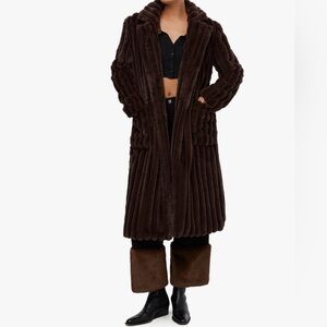 Weworewhat long brown faux fur coat